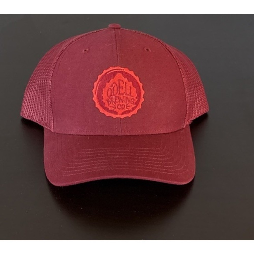 Odell Brewing Snapback Trucker Hat Burgundy Maroon Red Mesh Logo Beer Craft Brew